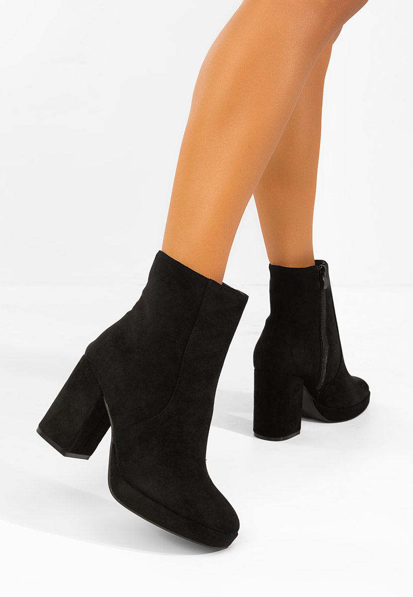 Bottines à gros talon noires Sylvana