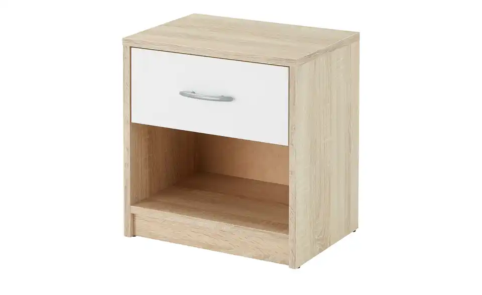Nachtschrank 1 Schubkasten Pepe  Eiche Sonoma (Nachbildung), Weiß 1 Stück
