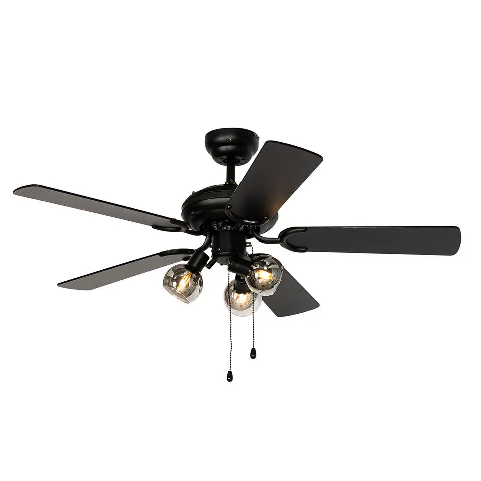 Qazqa plafondventilatoren mistral zwart e14