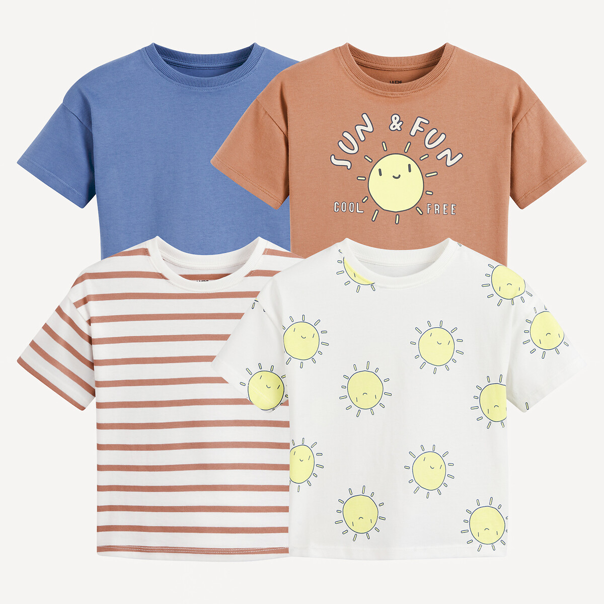 COLEÇÃO LA REDOUTE<br>Conjunto de 4 camisetas estampadas de gola redonda