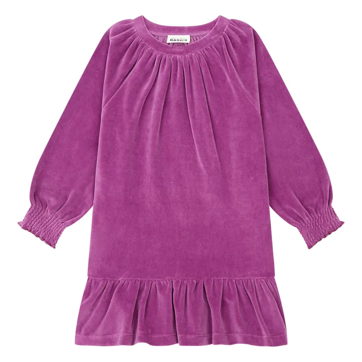 SMALLABLE BASICS Robe Fille Courte à Volants en Velours | Rose fuschia