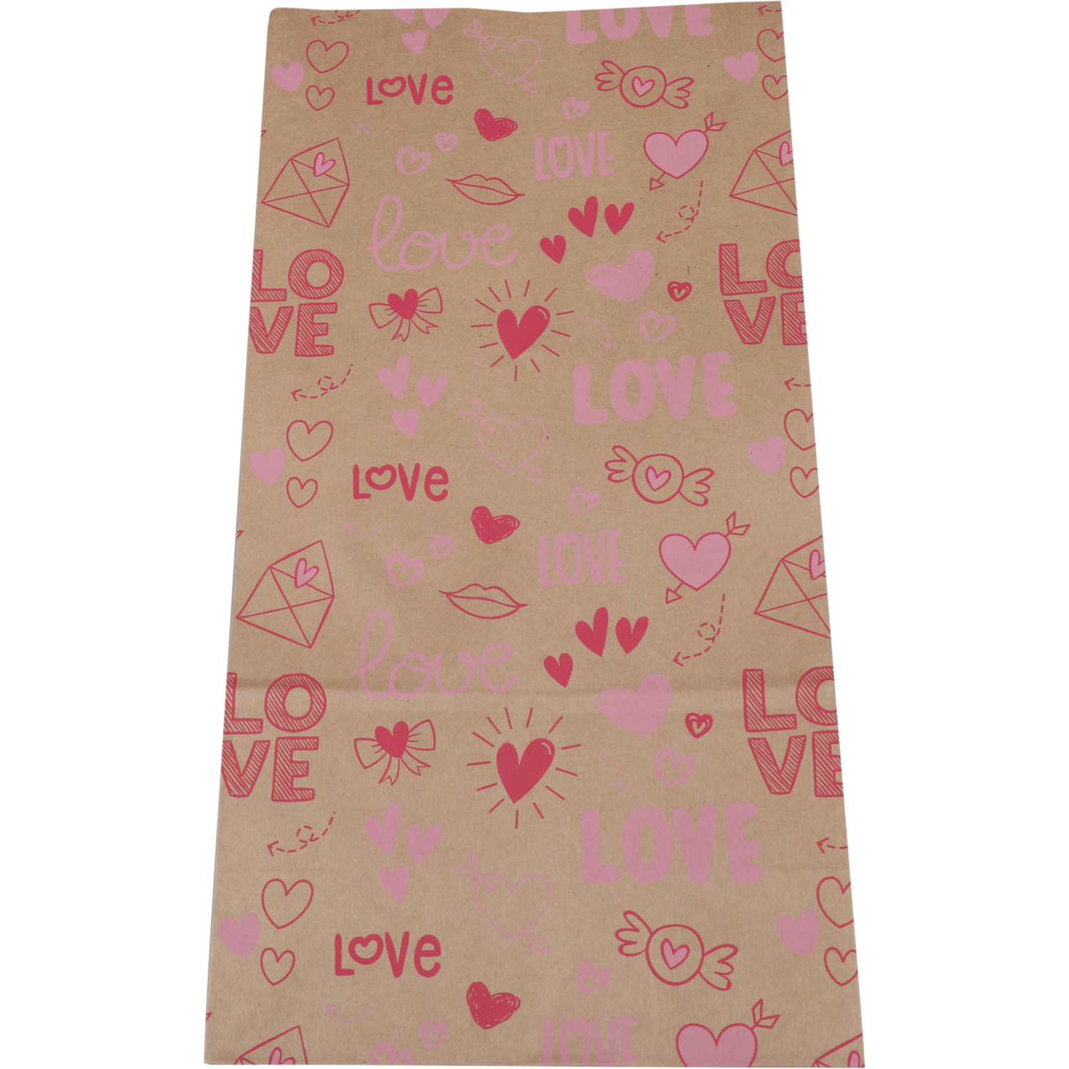 Zak, Blokbodemzak, Kraftpapier, 160/ 90x310mm, Love Notes,