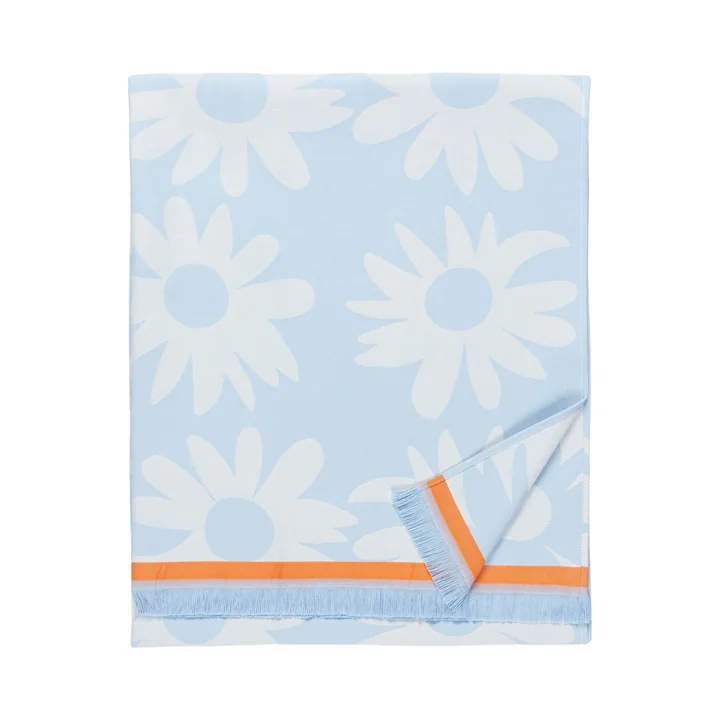 Marimekko - Rakastaa ei rakasta Hamam Badetuch, 91 x 165 cm, hellblau / off-white / orange