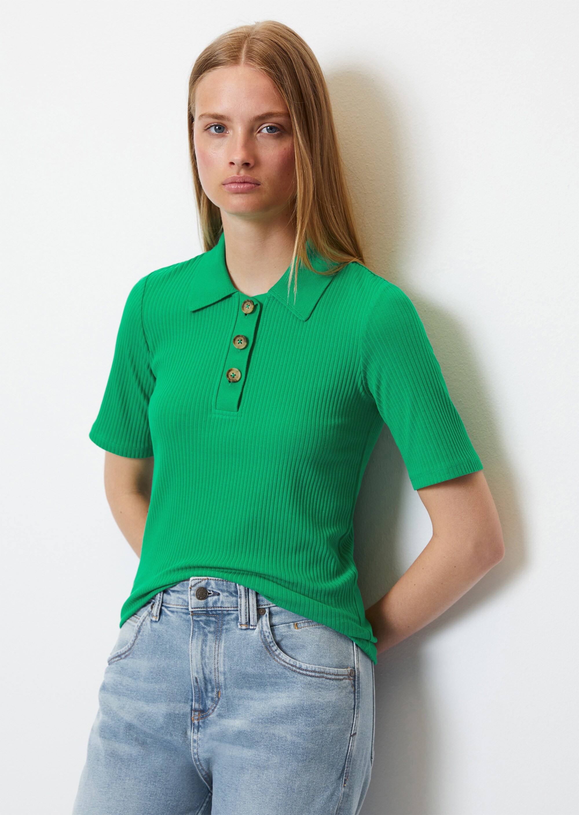 Poloshirt slim aus Ripp-Stretch-Jersey