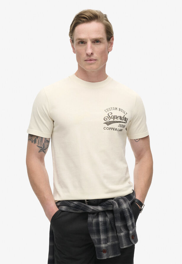 Superdry COPPER LABEL CHEST GRAPHIC TEE Rice white