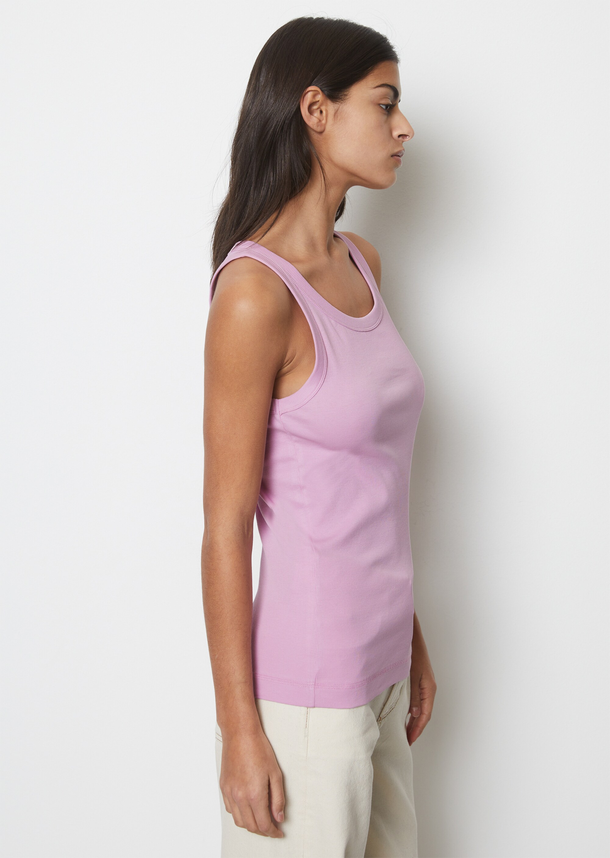 Tanktop mit feiner Rippstruktur aus elastischem Organic Cotton-Mix