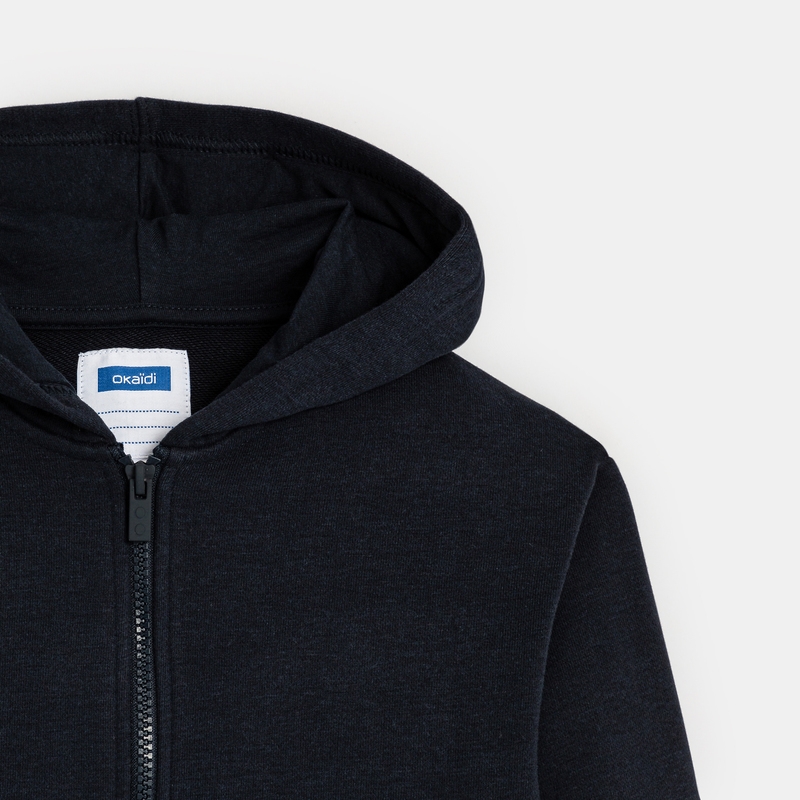 Sweat zippé à capuche bleu garçon