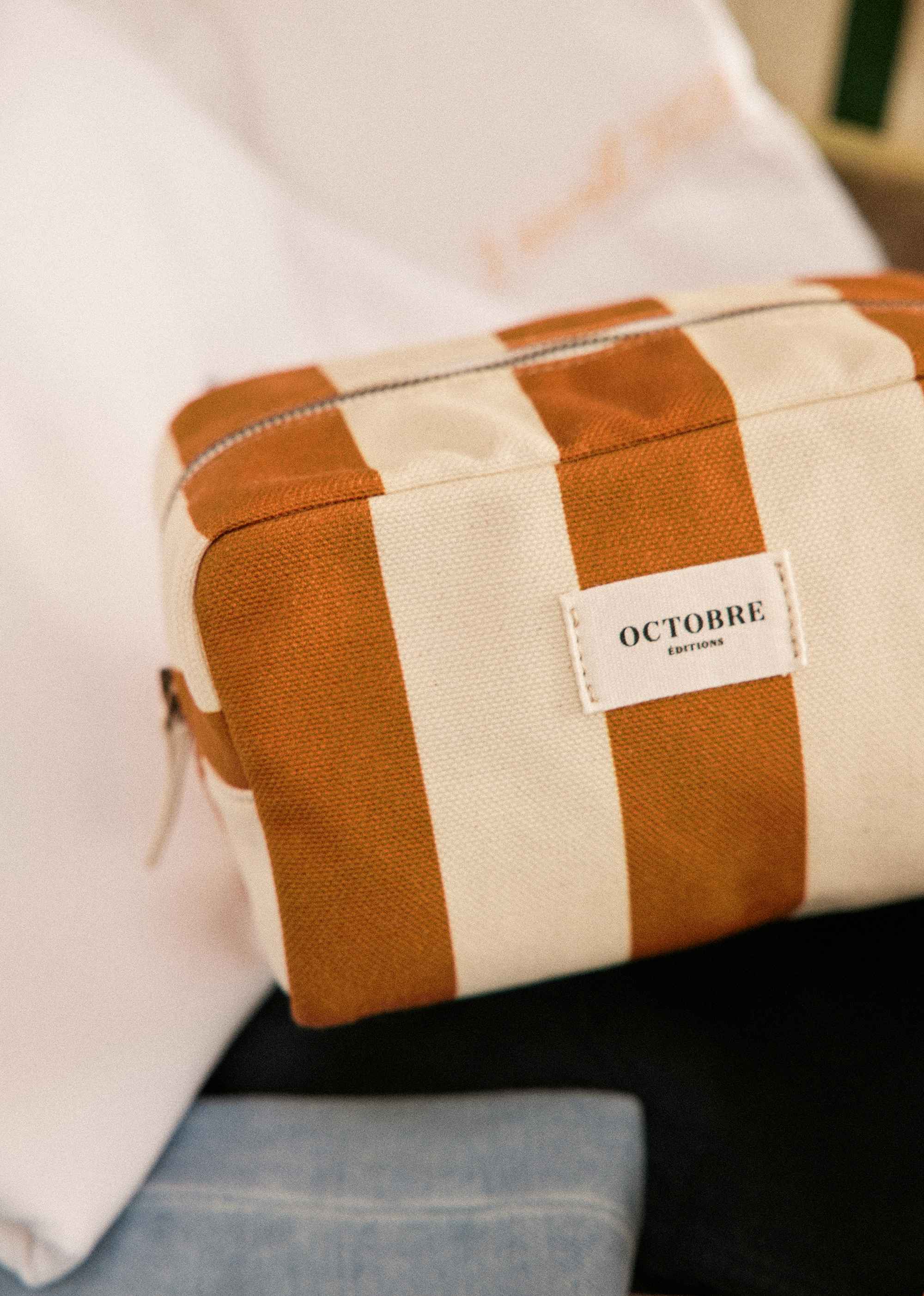 Trousse de toilette Twyman - Rayure Écru Camel Clair - LES COMPOSANTES/DÉCOUVRIR 5906626