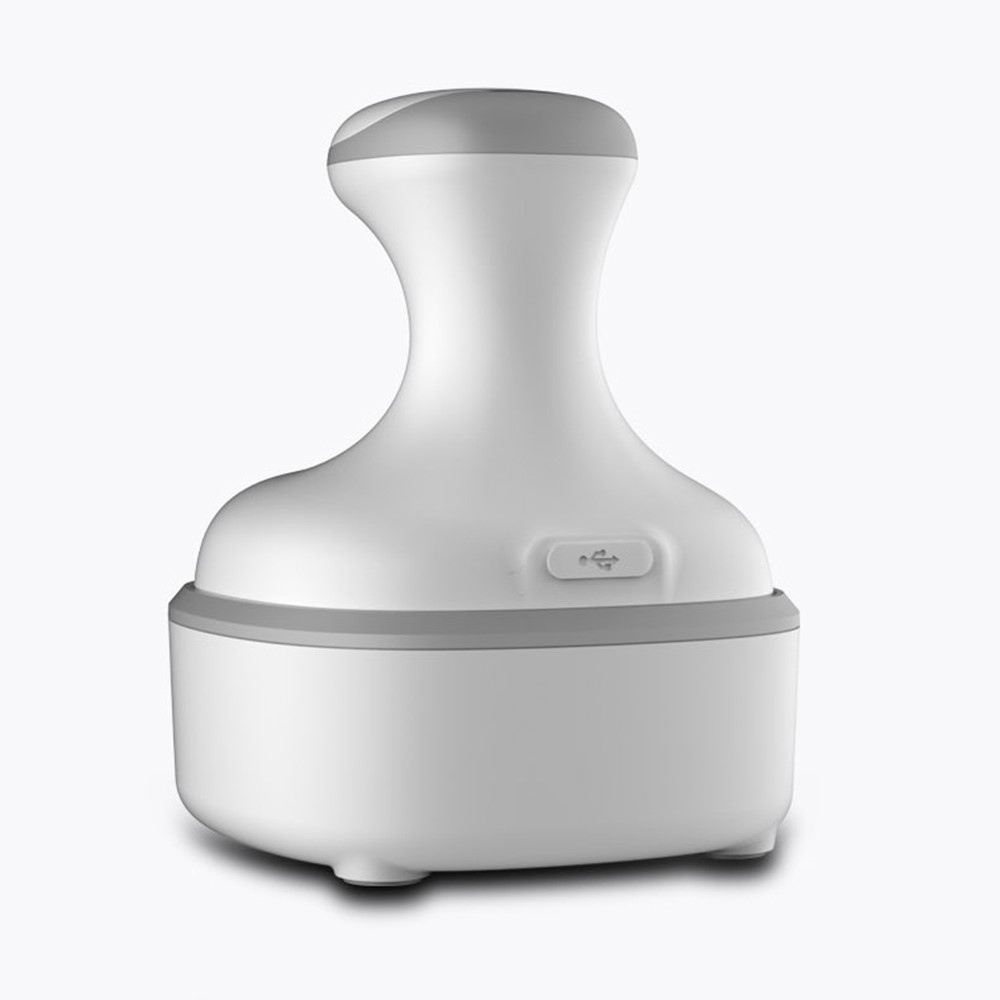 5W Elektrische USB Massage Bürste 360° Grad Kopf Massage Gerät mit 2 Modi (1200mAh) - Weiss / Grau