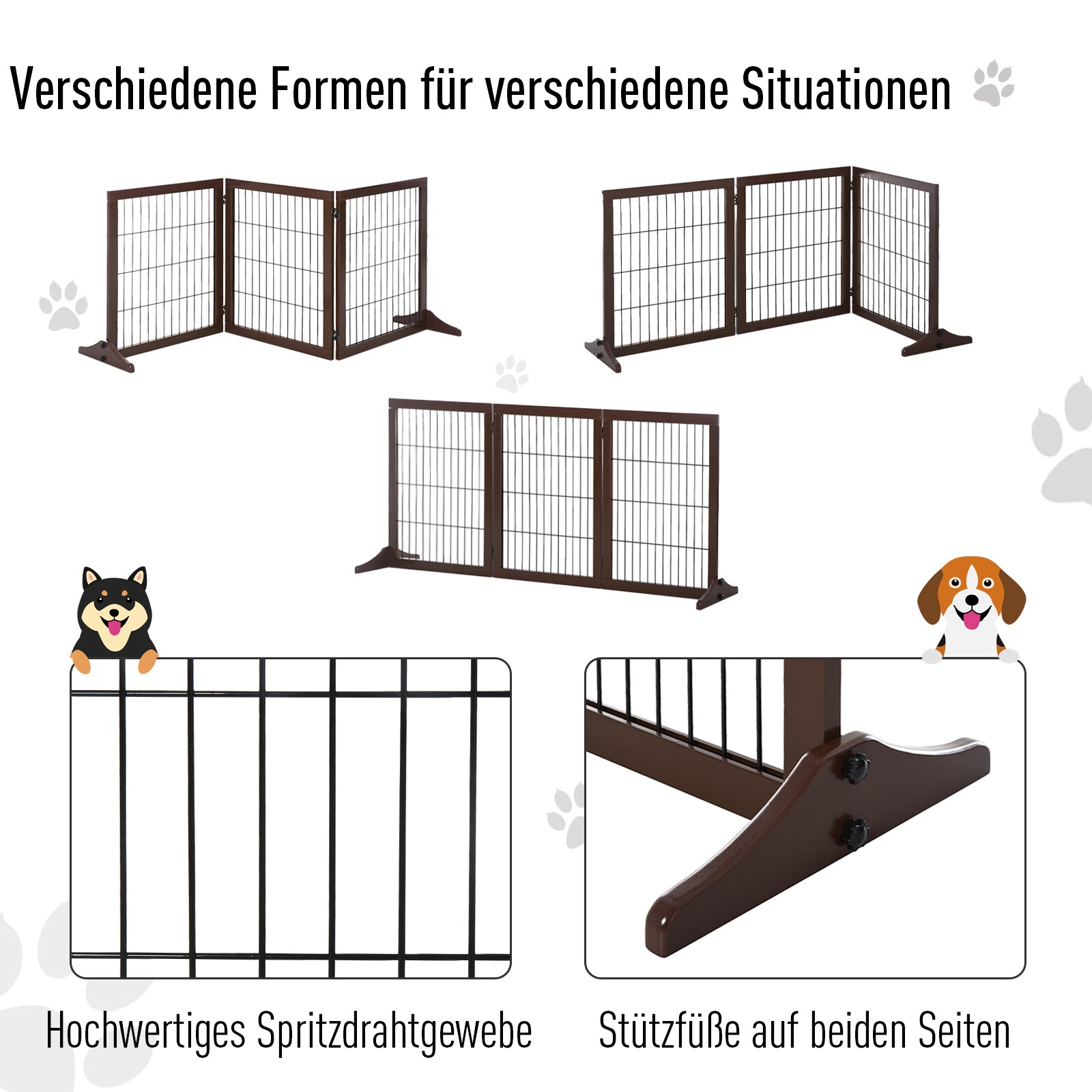 PawHut Absperrgitter für Hunde 185 x 36 x71 cm (LxBxH)
