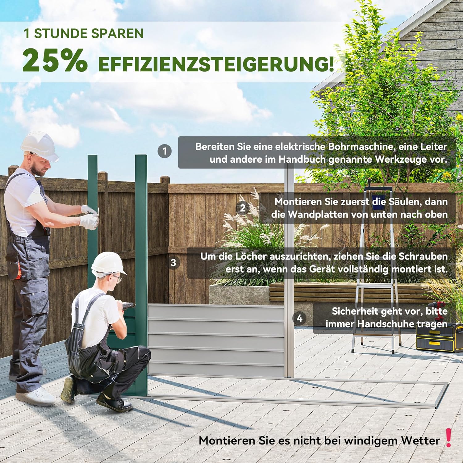 Outsunny Metall Gerätehaus 2,7 m² 249x121x183cm Geräteschuppen mit Pultdach Abschließbarer Doppeltür Entlüftung Schloss Rampe Gartenhaus Outdoor Garten Schuppen für Hinterhof Außenbereich Grün