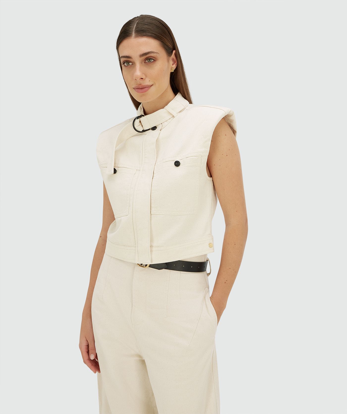 JV-MAXWELL oversized gilet - ecru