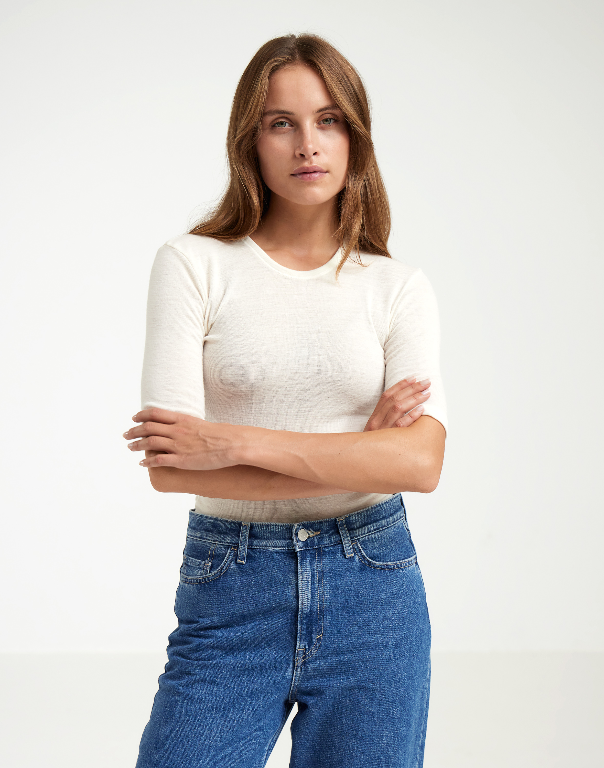 T-shirt van merinowol voor dames in Zwart