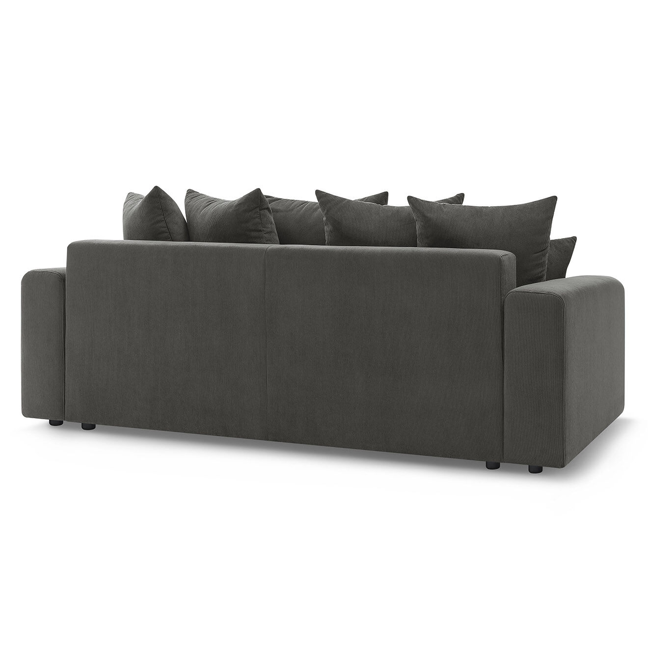 Bobochic Canapé droit fixe 3 places envy velours côtelé gris foncé - 240x100x95 cm