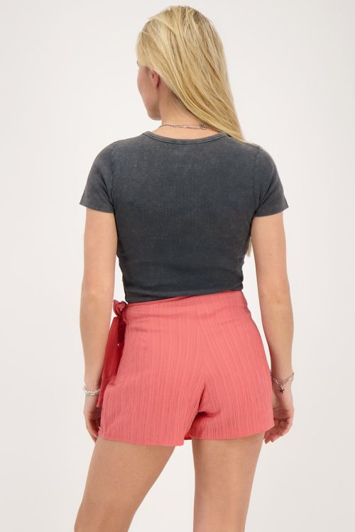 Koraal-roze skort met overslag