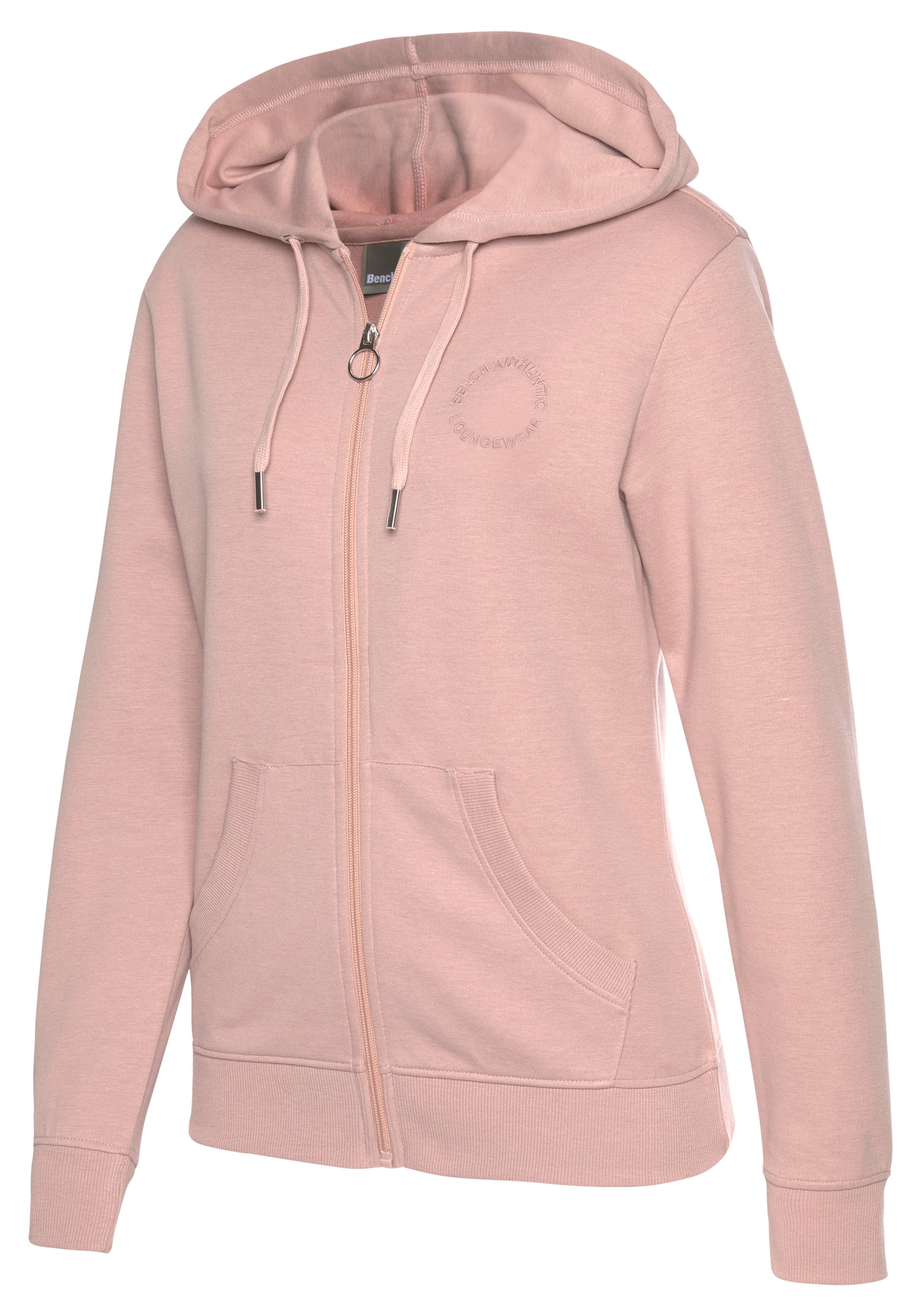 Bench. Loungewear Kapuzensweatjacke mit Logo und Kängurutasche, Loungewear
