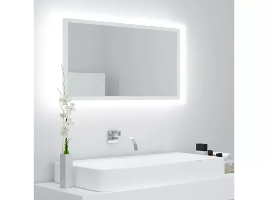 Miroir à LED de salle de bain Blanc 80x8,5x37 cm Acrylique