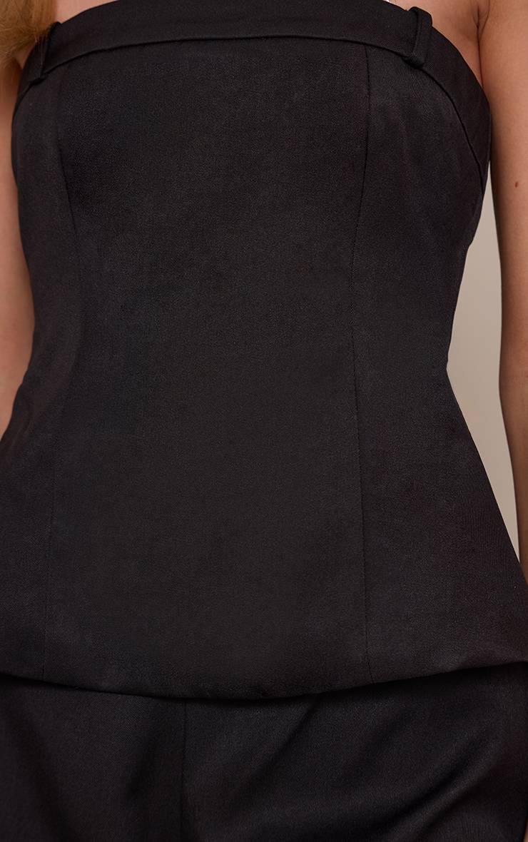 Noir Combinaison Pantalon Large À Bandeau Avec Dos Croisé