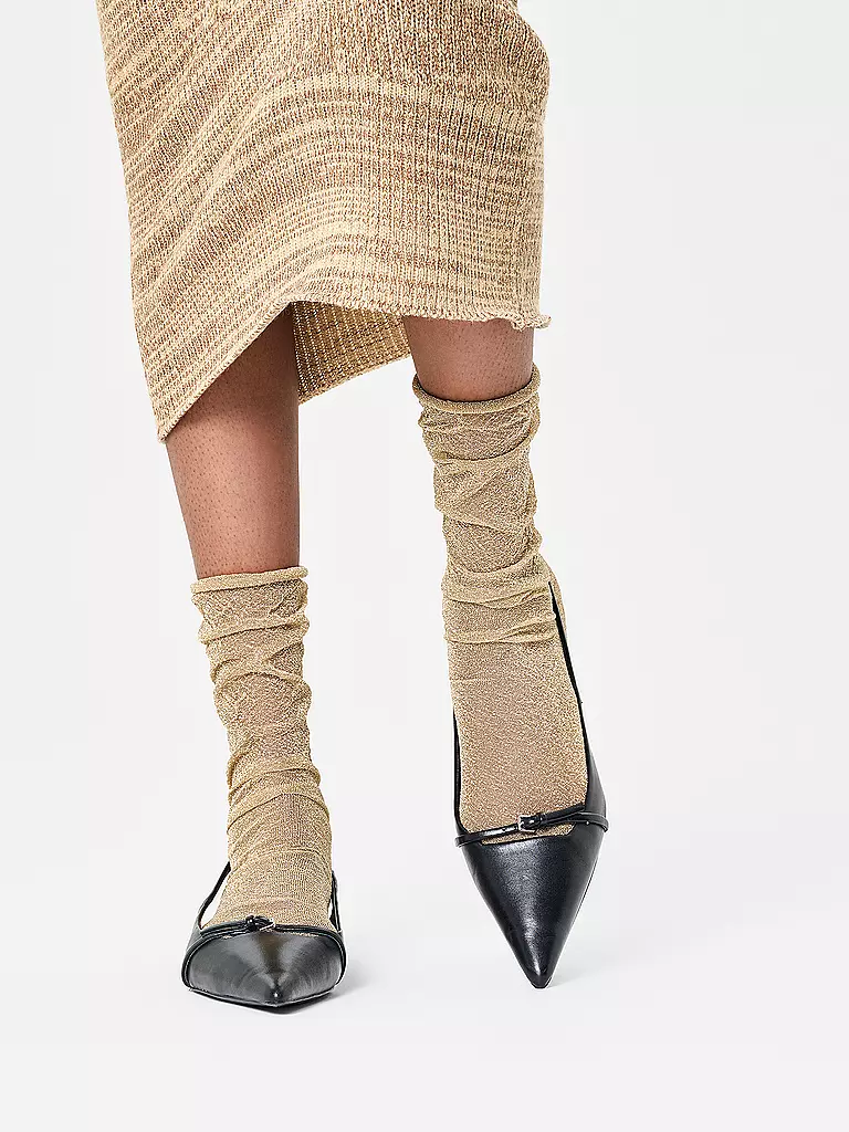 HAPPY SOCKS Damen Socken CRINKLY GLITTER SOCK beige / gold gold