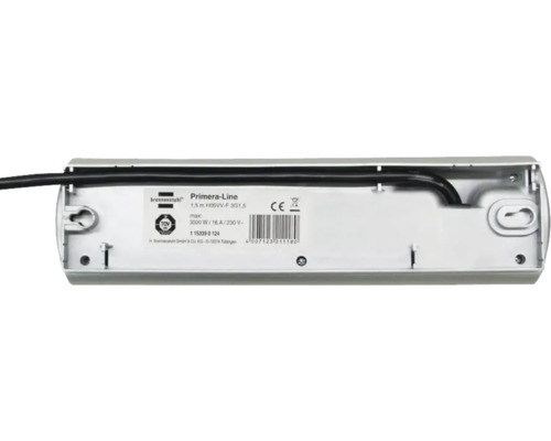 Brennenstuhl 10-voudige stekkerdoos met schakelaar Primera-Line 3G1.5 zilver 2.0 m