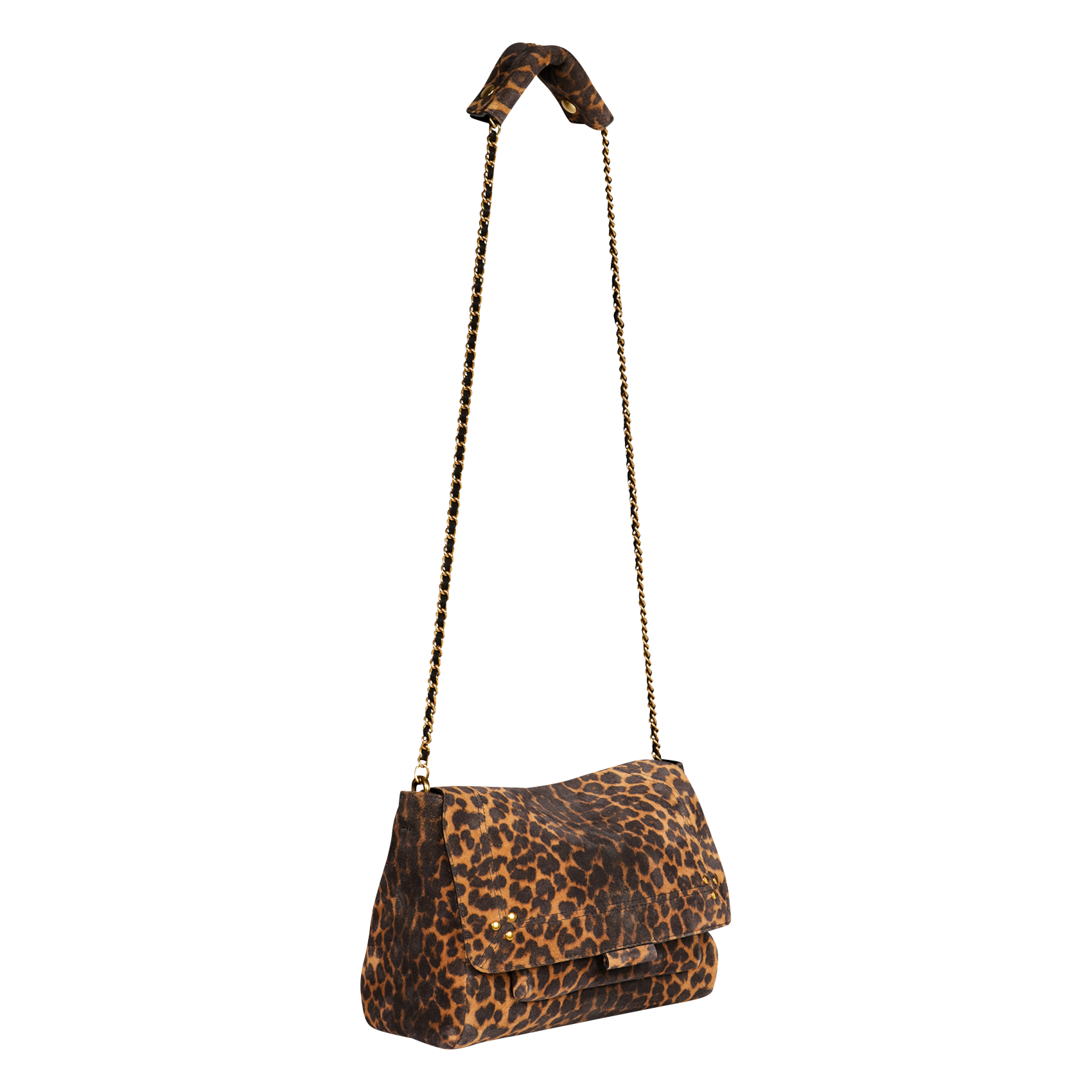 LULU M - Sac besace en cuir à imprimé léopard | Marron