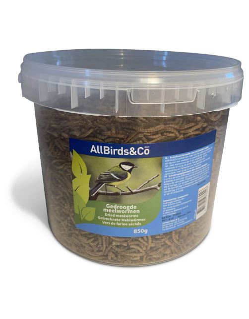 Allbirds&Co Gedroogde Meelwormen In Emmer - Tuinvogelvoer - 850 g