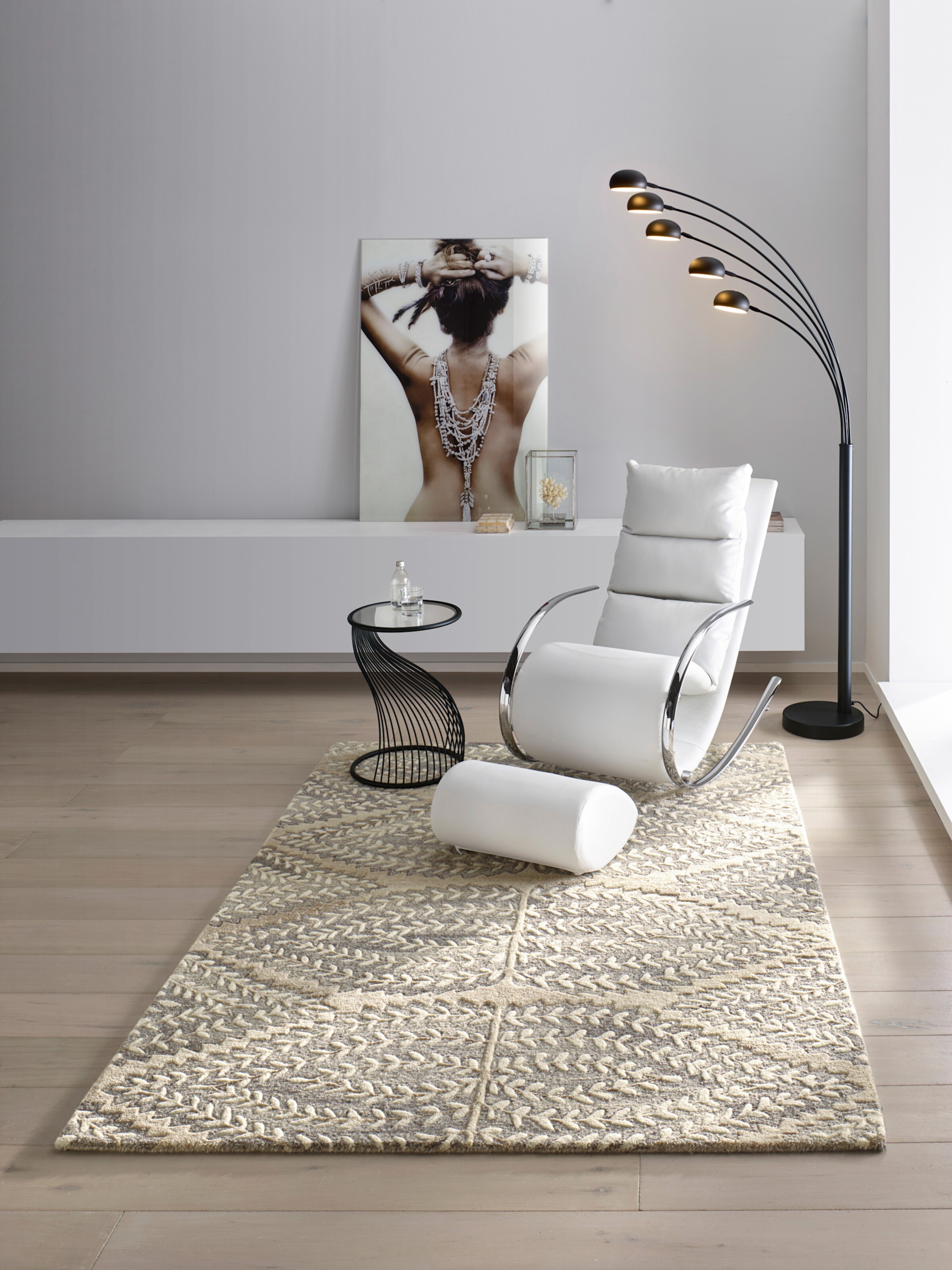 heine home Hochflorteppich in grau-beige