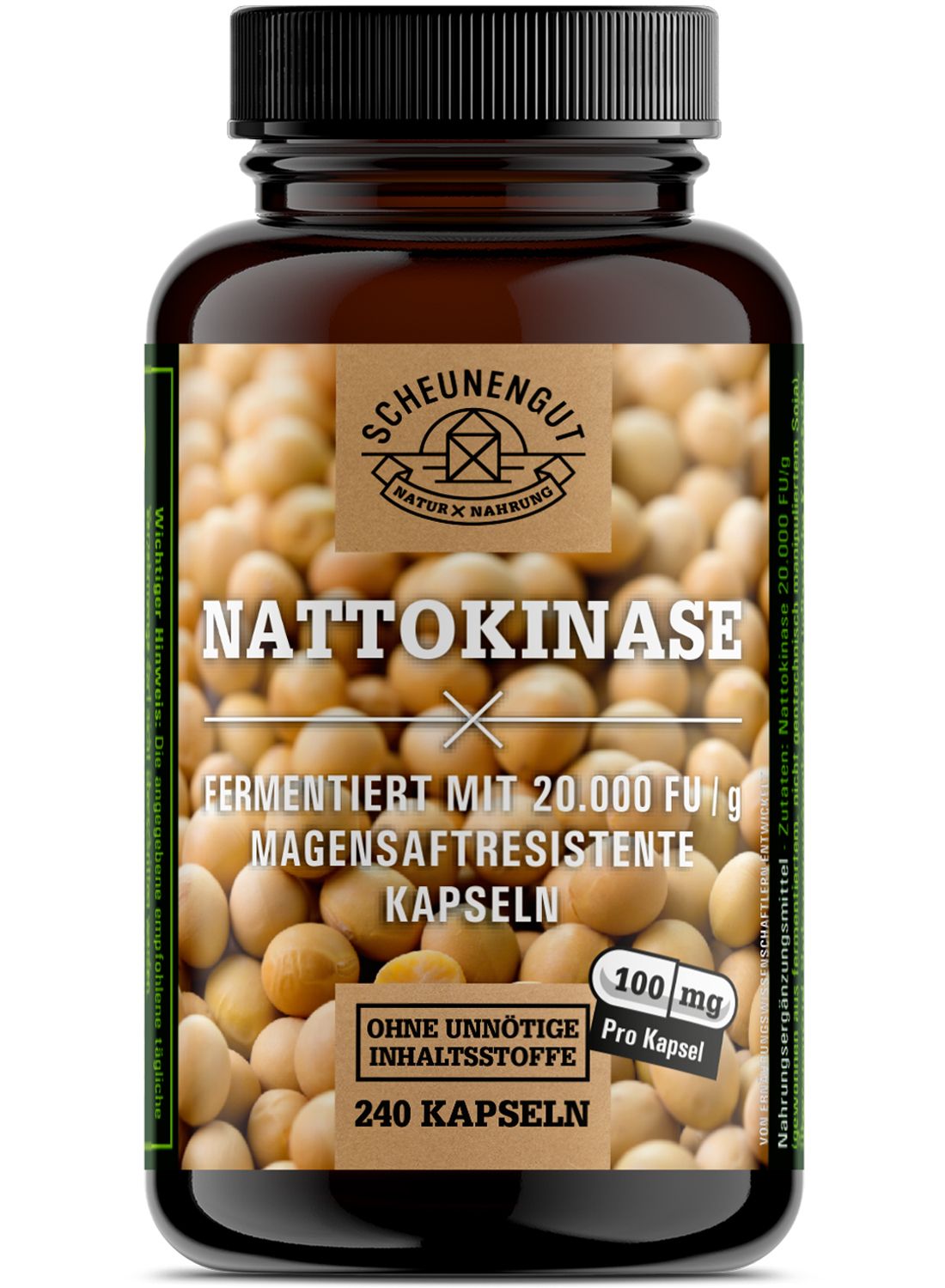 Scheunengut® Nattokinase 20.000 FU/g | pflanzliche Fermentation, 100% rein & vegan