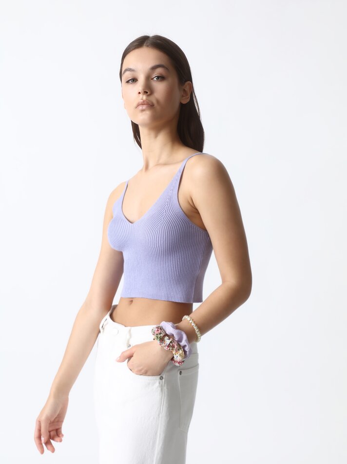 Top cropped de tricô - Lavanda