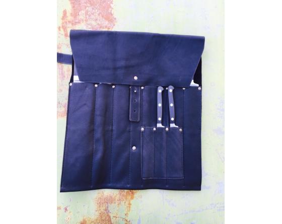 POCHETTE EN CUIR - VD Cuir Noire Pochette cuir pour des couteaux de cuisine professionnel