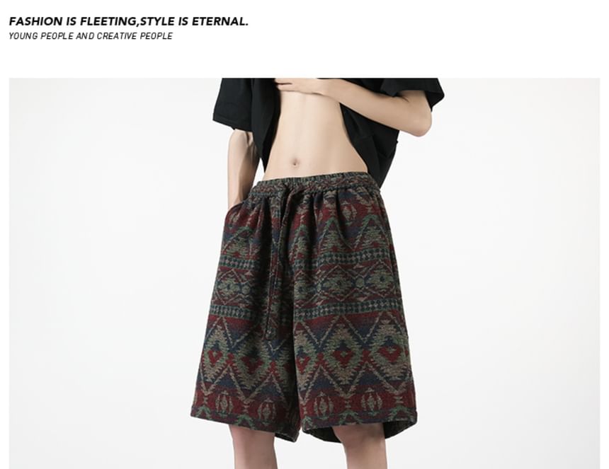 AXEN - Bermudashorts met trekkoord en patroon