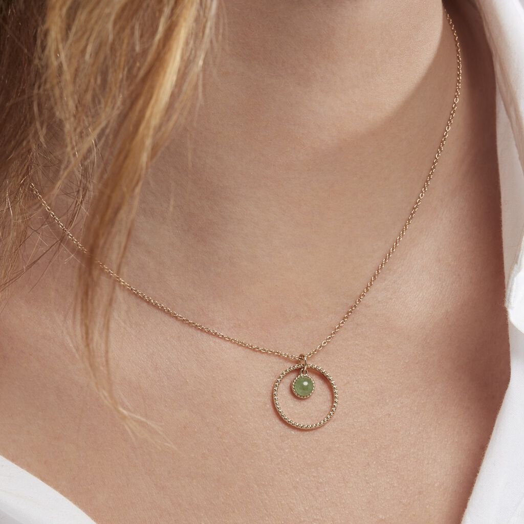 Collier Amalthea Plaqué Or Doré Aventurine Vert