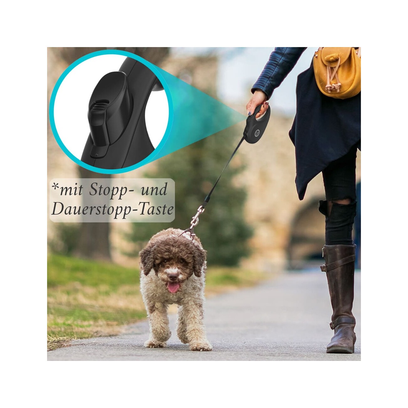 HUND IST KÖNIG Rollleine für Hunde | robuste Hundeleine für kleine & große Hunde | 15-50 kg schwarz S