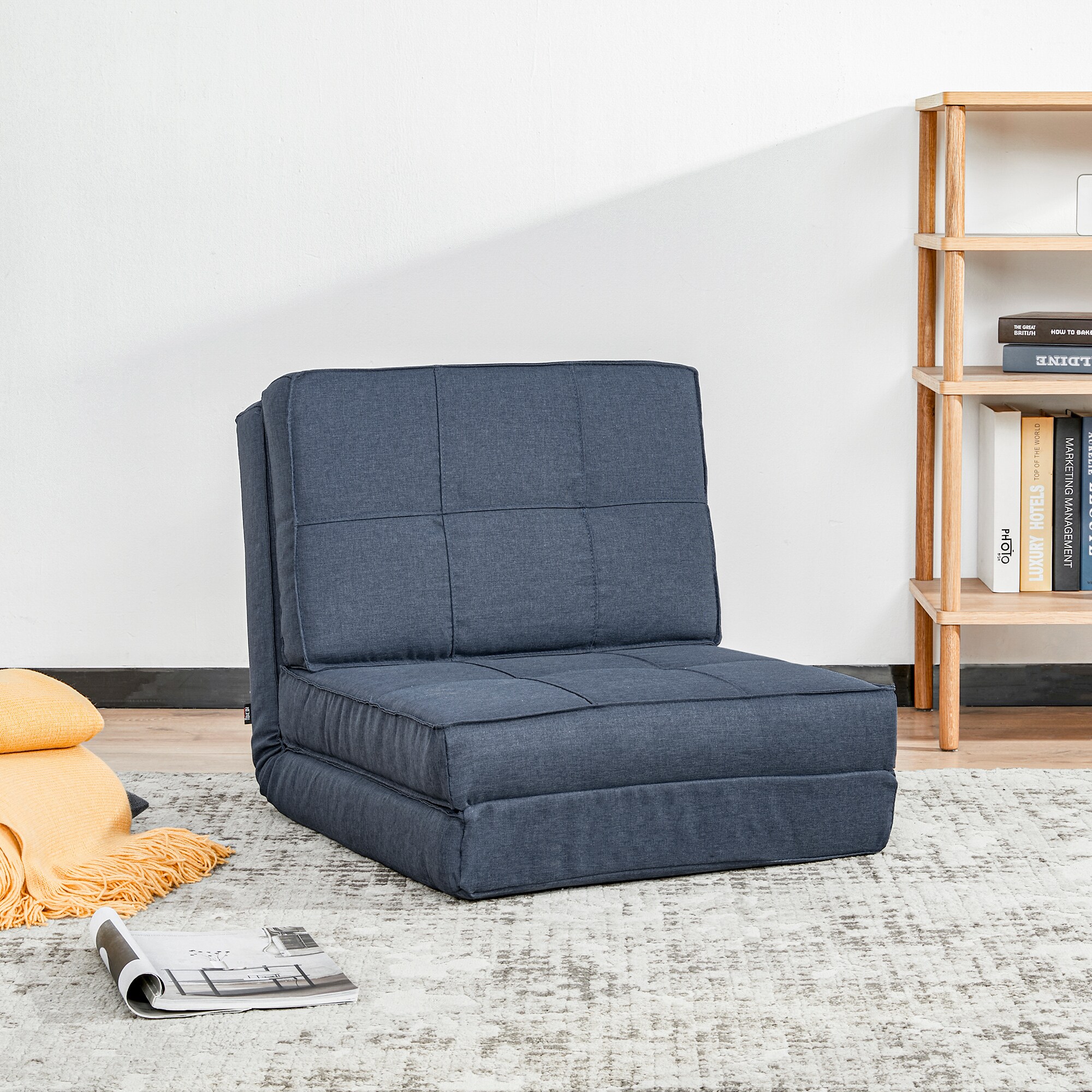 HOMCOM Bodensofa mit Sitzkissen blau 61L x 73B x 58H cm