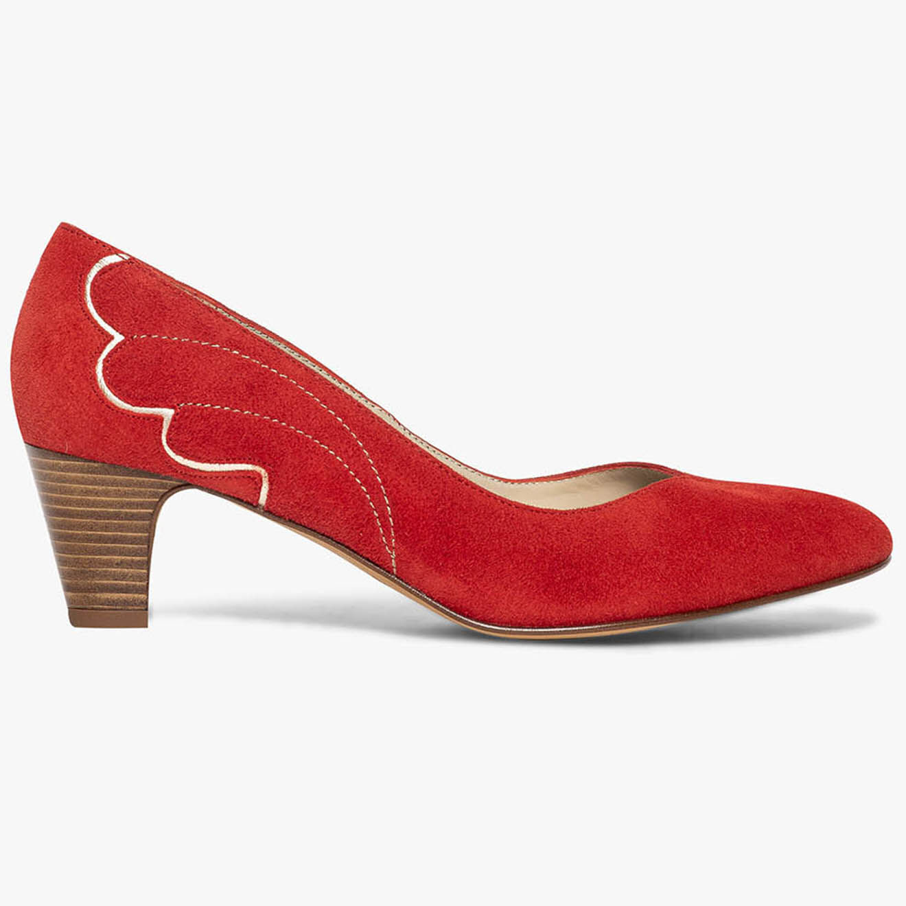 Bocage Escarpins en Velours de Cuir Irlande rouges - Talon 5 cm
