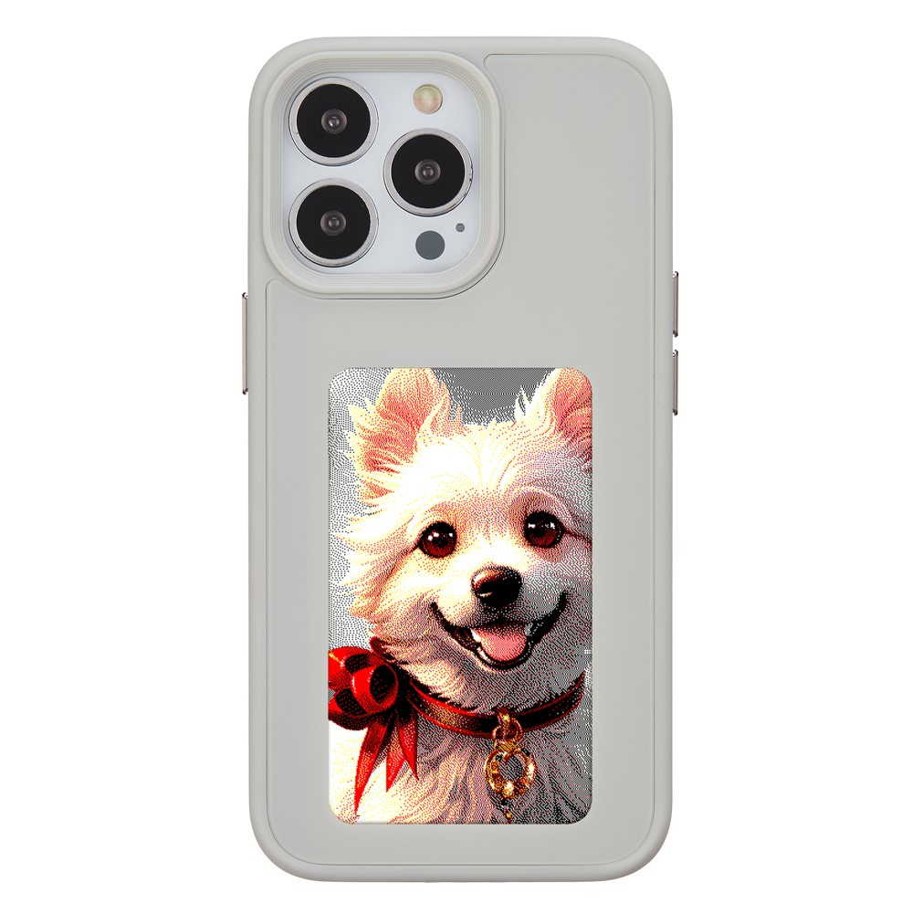iPhone 15 Pro Hybrid Hülle TPU Bumper mit Acryl Rückseite   DIY E-Ink Display mit NFC Technologie - Grau