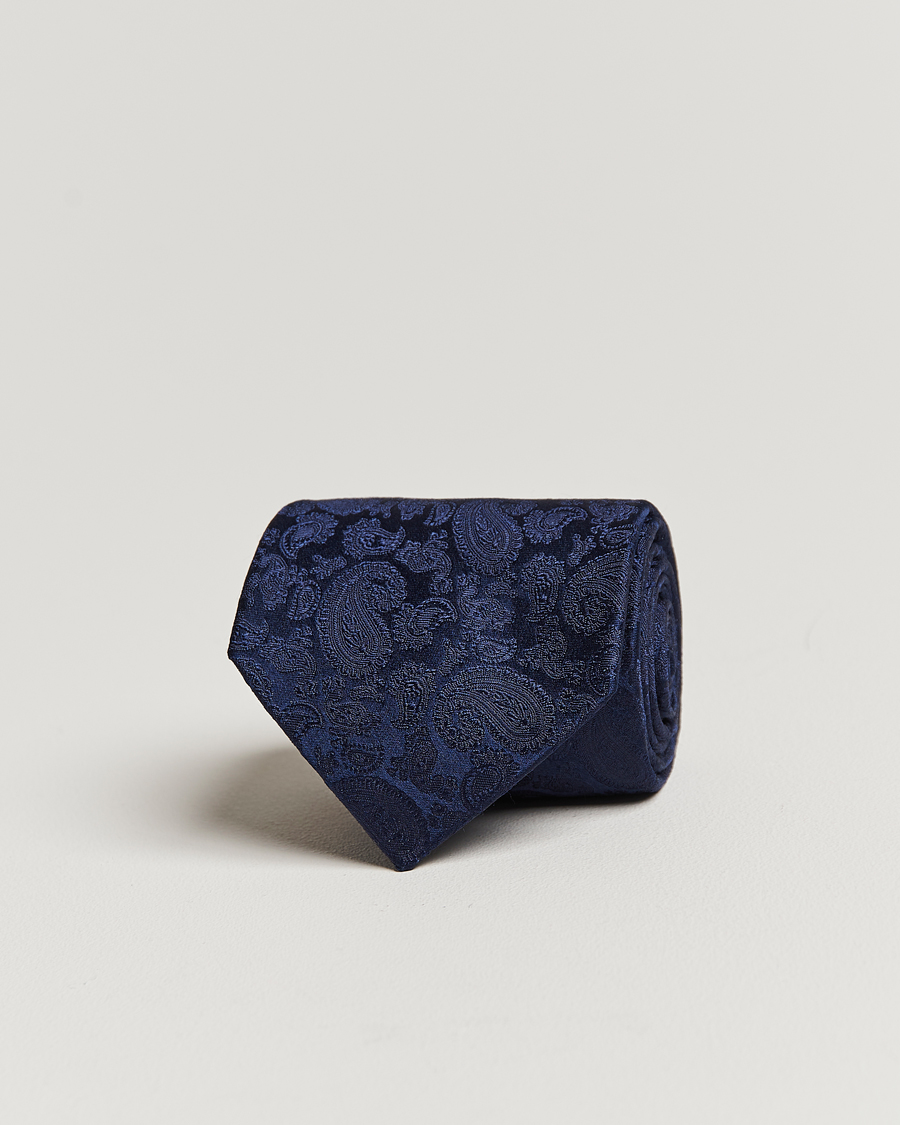 Amanda Christensen Silk Tonal Paisley Tie 8 cm Navy