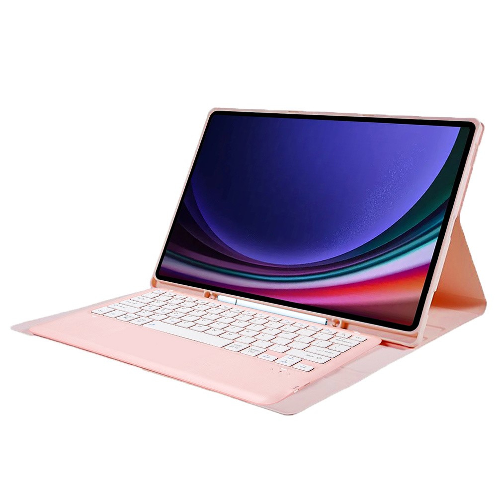 Samsung Galaxy Tab S9 Ultra Leder Tasche mit abnehmbarer Bluetooth Tastatur Keyboard   S-Pen Halterung (QWERTY) - Rosa