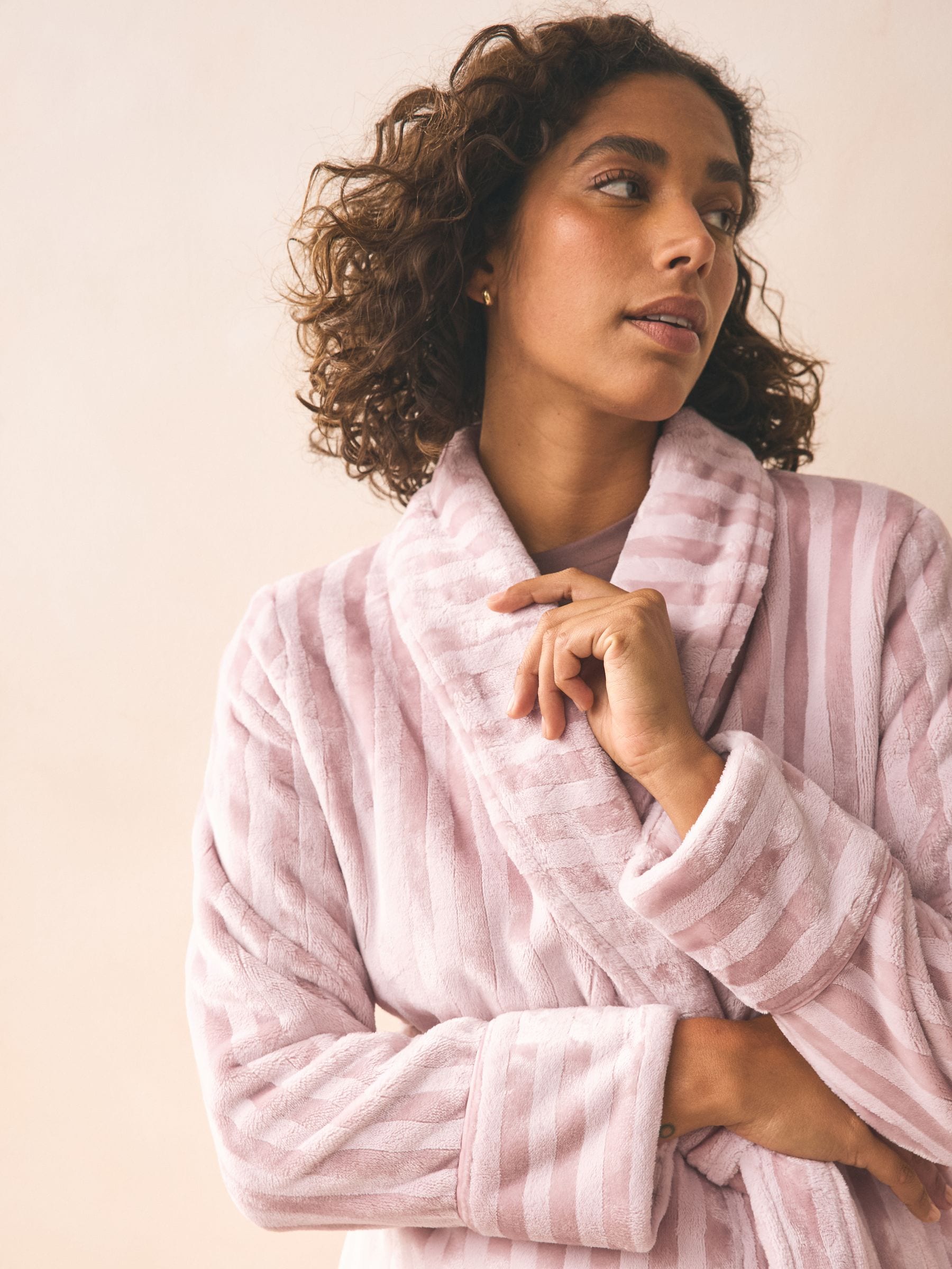 Roze - Supersoft Tonal Stripe Dressing Gown