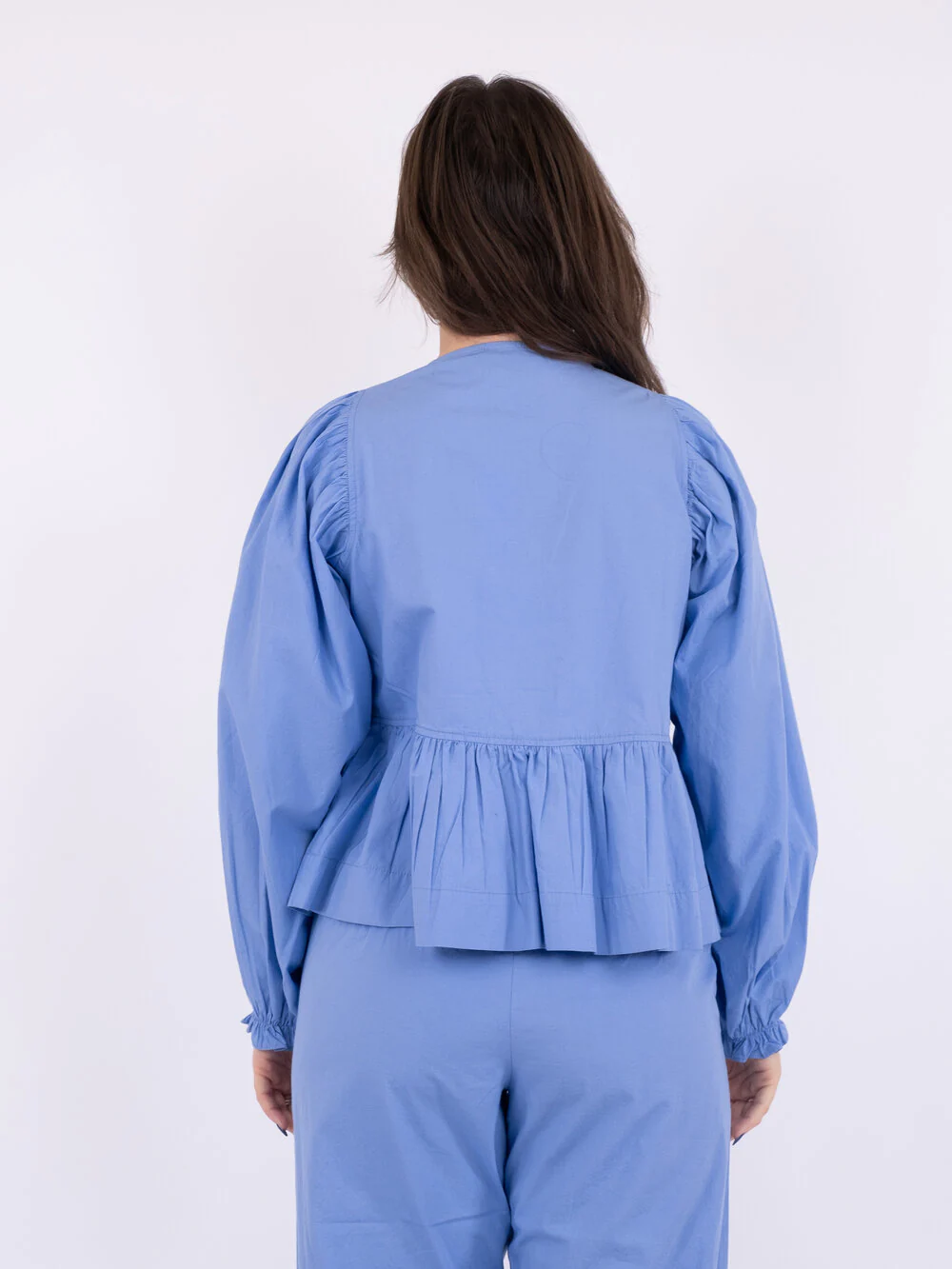 Neo Noir  Bessie C Poplin bluse - lyseblå
