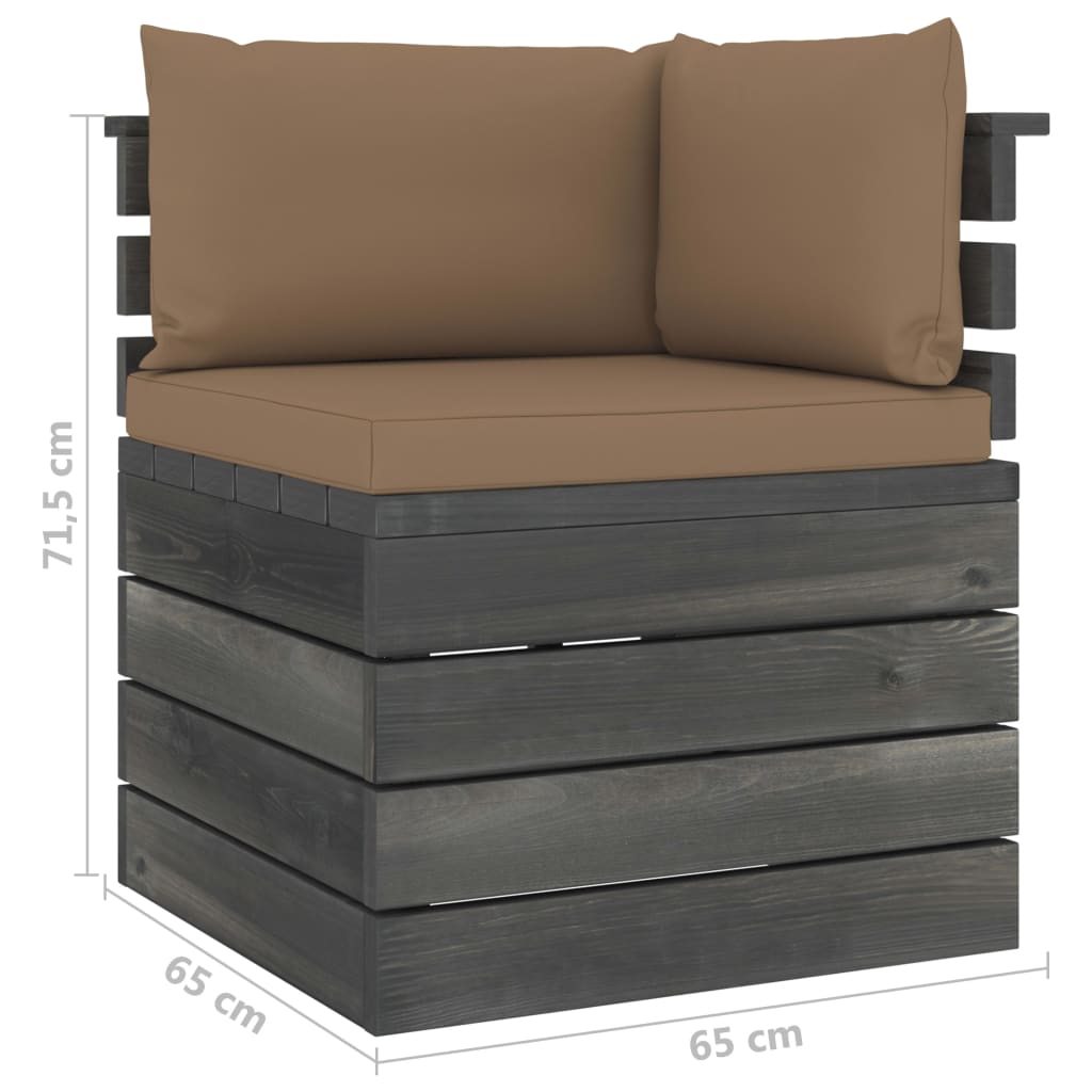 Salon de jardin palette meuble d'extérieur ensemble de mobilier 7 pièces avec coussins bois de pin massif
