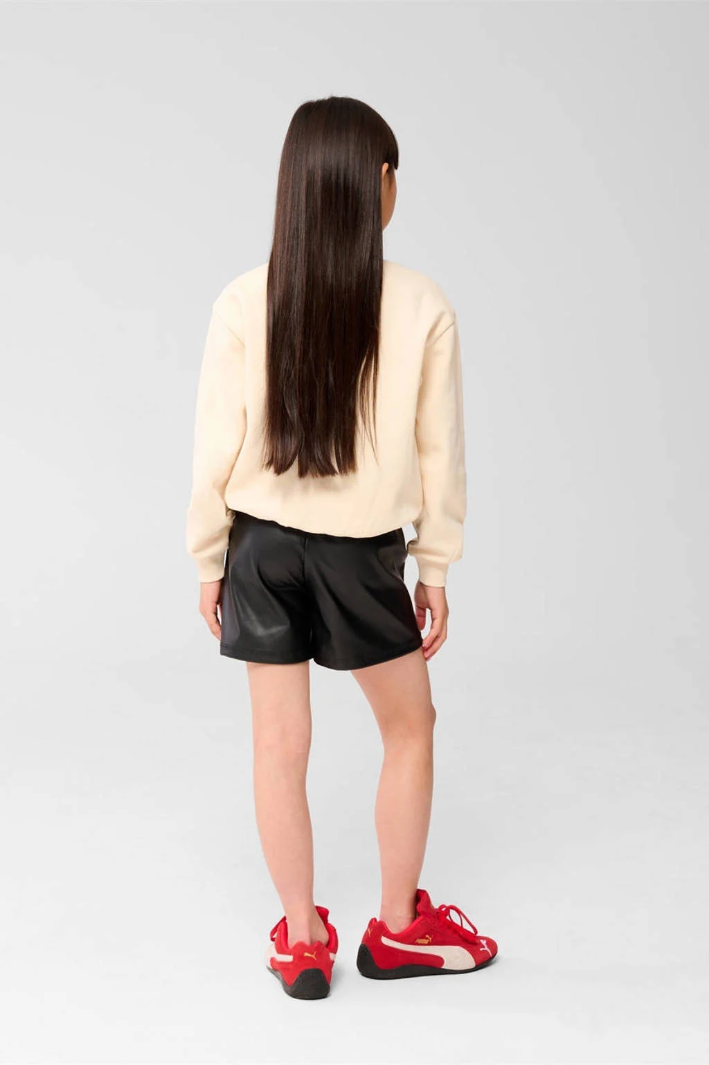 Shoeby imitatieleren regular casual short zwart