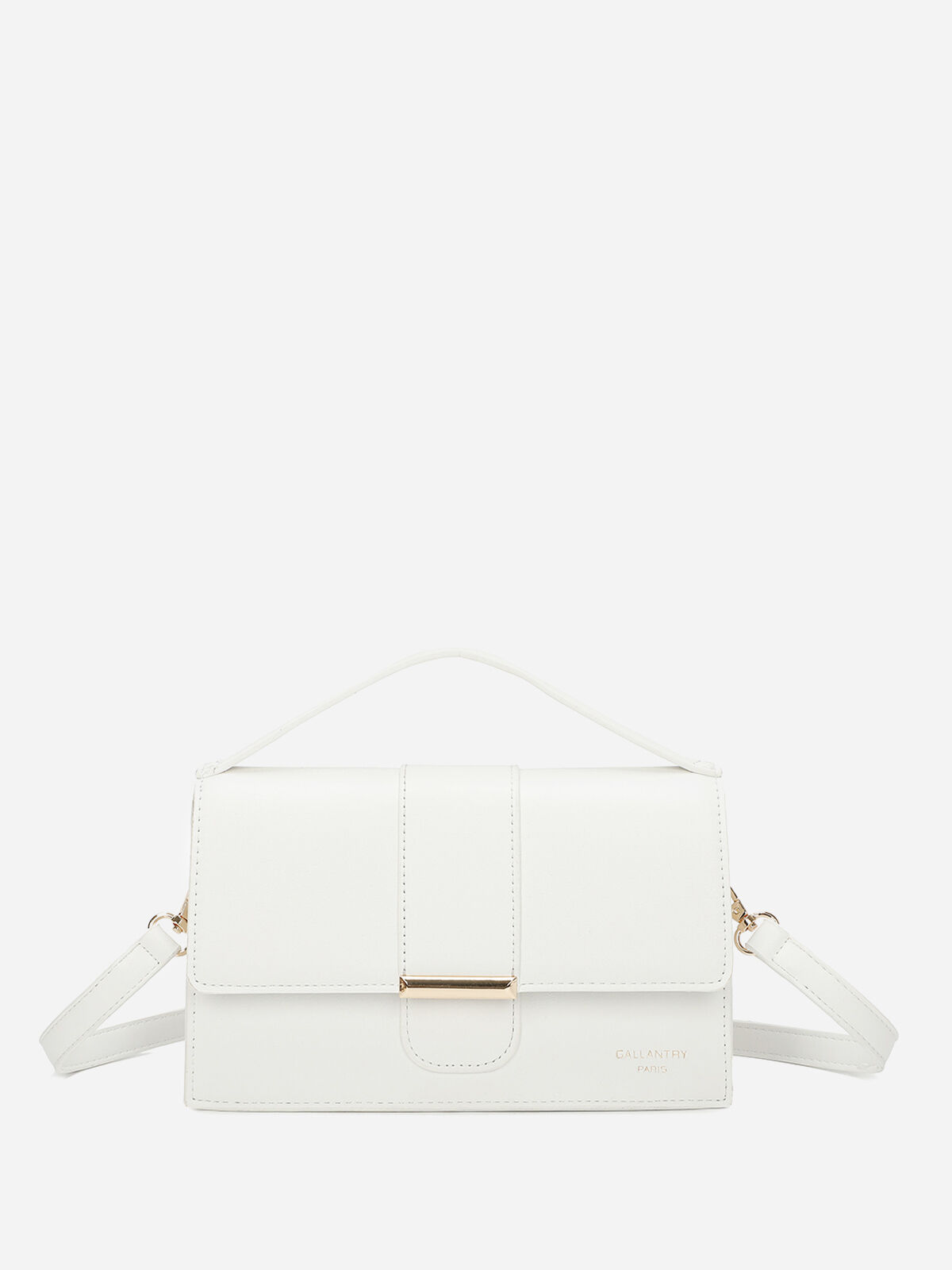 Mini sac rectangle à fermoir doré- Blanc