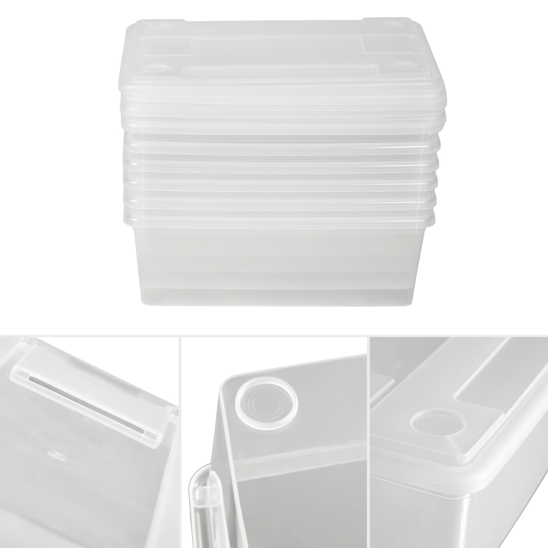 tectake® 6er-Set Schuhbox, mit Deckel, stapelbar, 33 x 23 x 12 cm