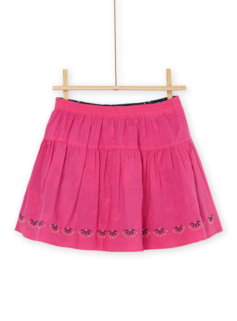 Jupe volantée noirine et rose réversible