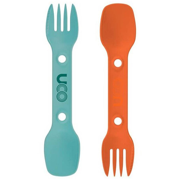 Uco - Lot de 2 couverts 3 en 1 Spork Bleu / Orange