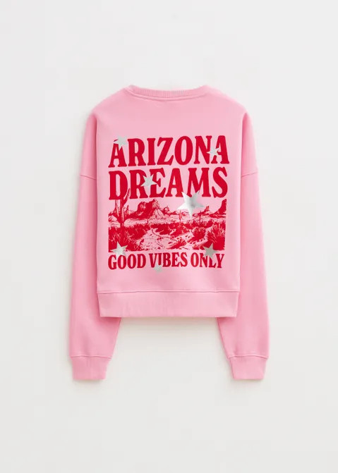 Sweater met print Arizona dreams roze (ROS)