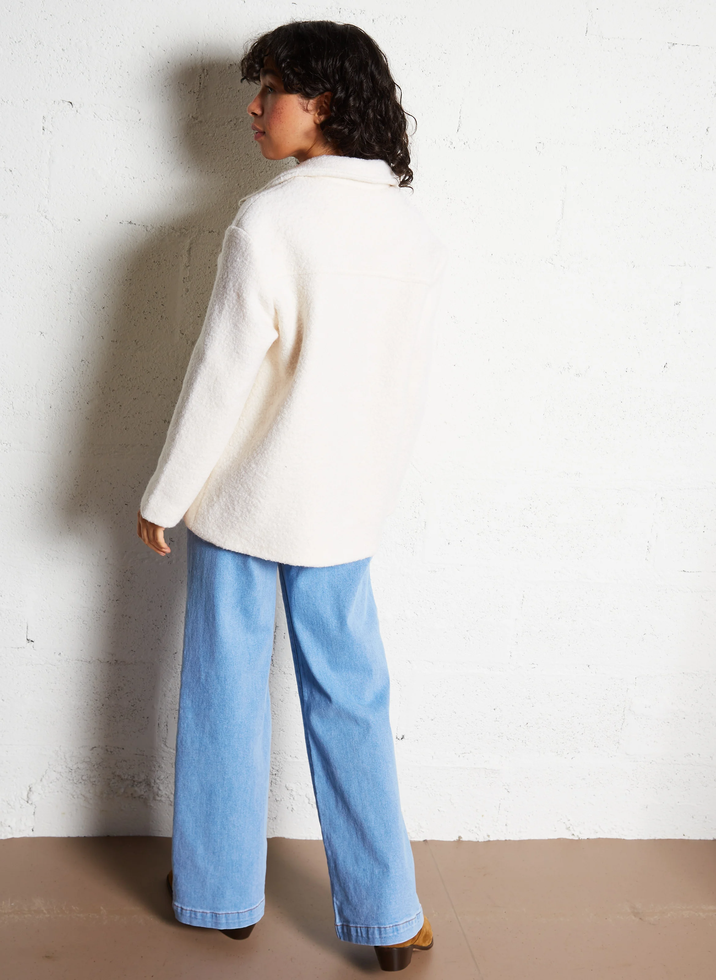 NITA - Manteau col classique en laine mélangée | Beige