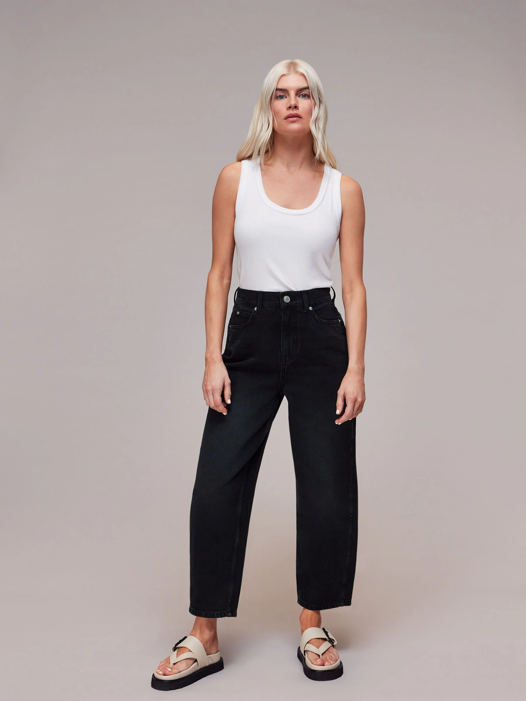 Whistles Petite Authentic Barrel Leg 100% Cotton Jeans