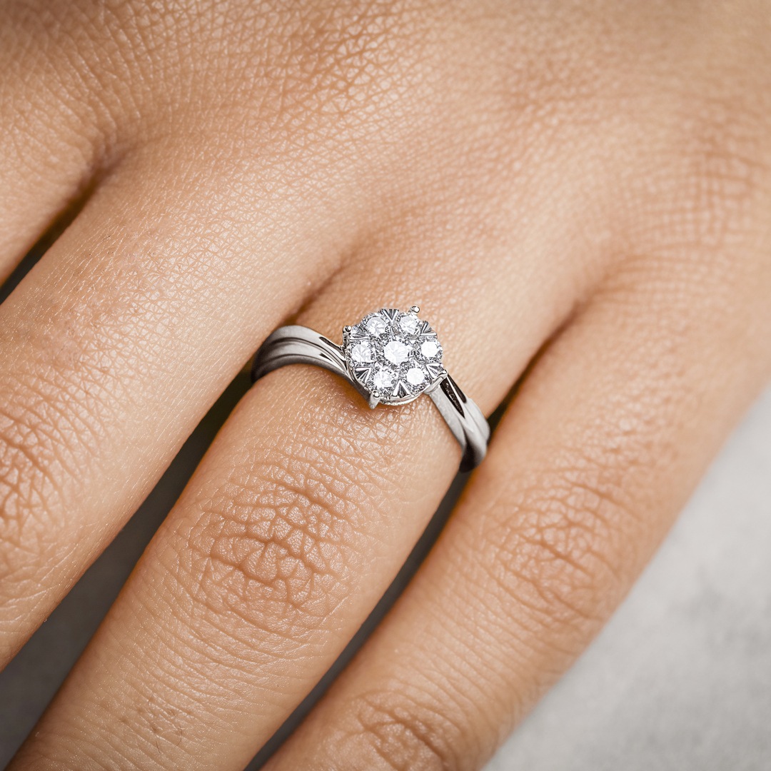 Verlobungsring 750/18 K Weissgold mit Diamanten 0.50 ct H/si